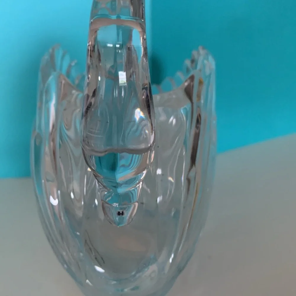 Gloria Vanderbilt Crystal Swan Candy dish SWAN VTG 24% Germany Vintage SIGNED